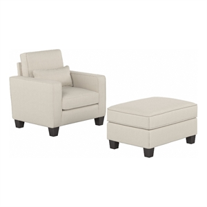 stockton accent chair with ottoman set in herringbone fabric