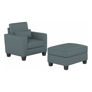 stockton accent chair with ottoman set in herringbone fabric