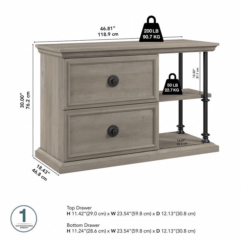 Coliseum Console Table with Storage in Driftwood Gray - Engineered Wood