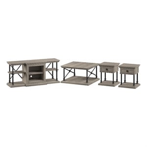 Coliseum 60W TV Stand and Living Room Tables in Driftwood Gray - Engineered Wood