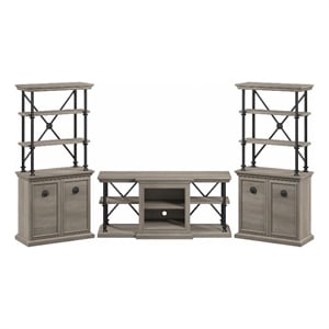 Coliseum 60W TV Stand with Bookcases in Driftwood Gray - Engineered Wood