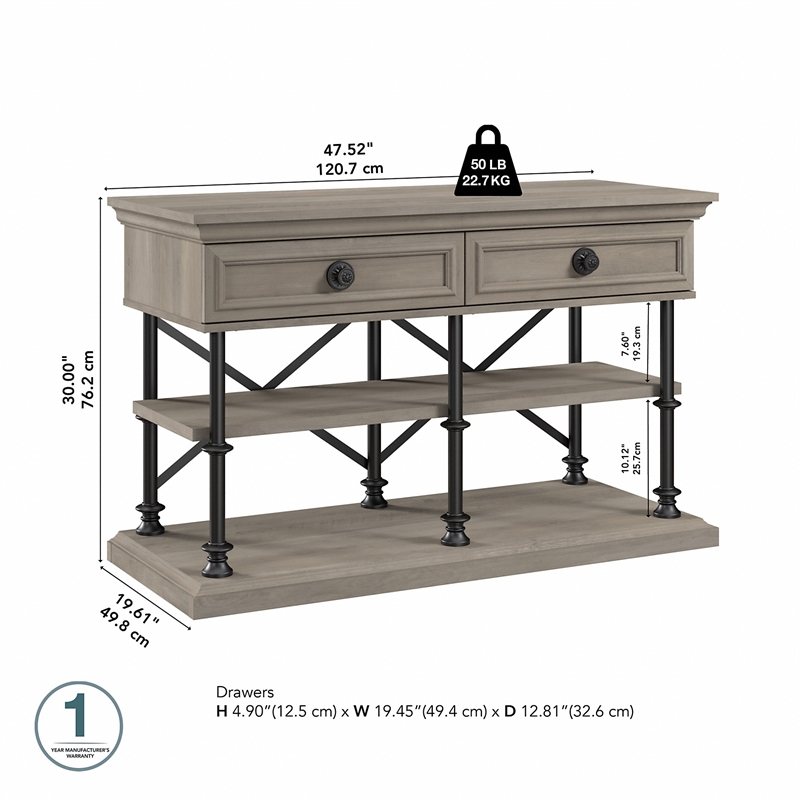 Coliseum Designer Console Table in Driftwood Gray - Engineered Wood