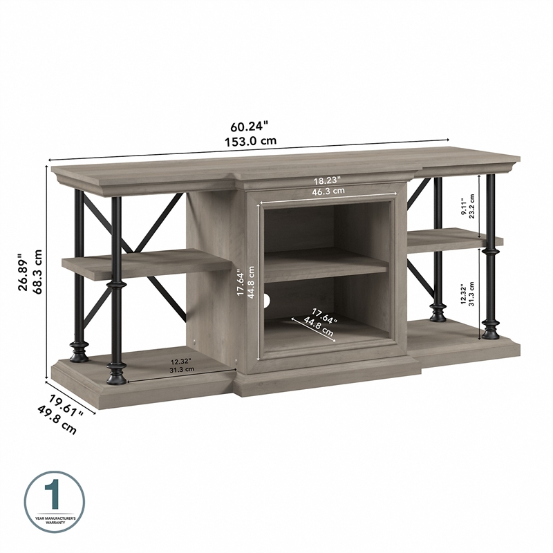 Coliseum 60W TV Stand for 70 Inch TV in Driftwood Gray - Engineered Wood