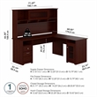 Bush Furniture Cabot 72W L Desk with Hutch in Harvest Cherry - Engineered Wood