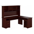 Bush Furniture Cabot 72W L Desk with Hutch in Harvest Cherry - Engineered Wood
