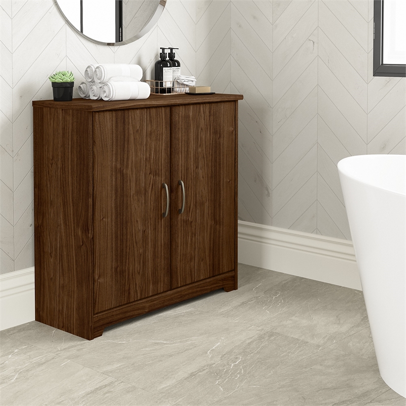 Bush Cabot Small Bathroom Storage Cabinet with Doors in Heather Gray