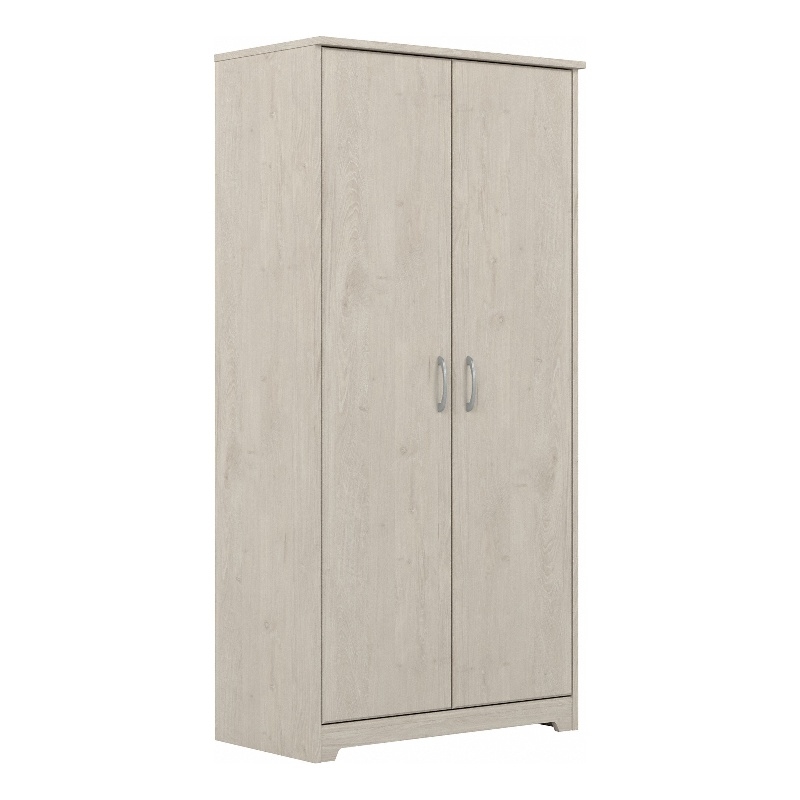 Bush Furniture Cabot Tall Storage Cabinet with Doors, Linen White Oak