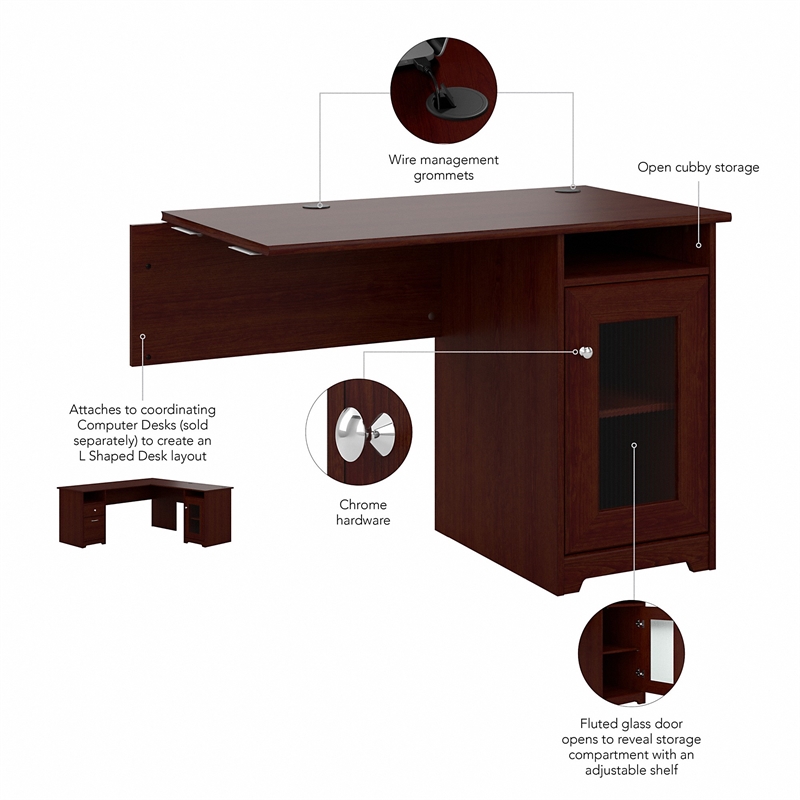 Bush Furniture Cabot Desk Return in Harvest Cherry Engineered Wood