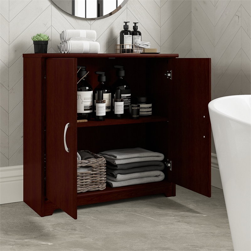 Bush Furniture Cabot Small Bathroom Cabinet in Harvest Cherry - Engineered Wood