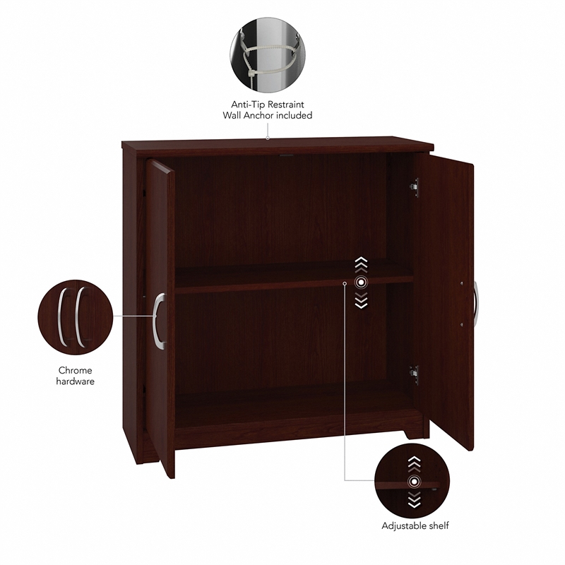 Bush Furniture Cabot Small Bathroom Cabinet in Harvest Cherry - Engineered Wood