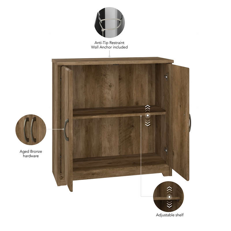 Bush Furniture Cabot Small Storage Cabinet in Reclaimed Pine - Engineered Wood