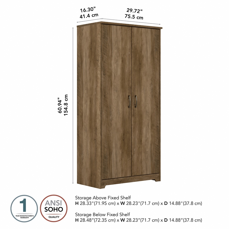 Bush Furniture Cabot Tall Bathroom Cabinet in Reclaimed Pine - Engineered Wood