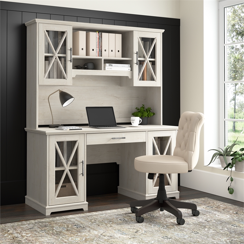 Desk with deals keyboard tray white