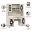Lennox Desk with Hutch and Keyboard Tray in Linen White Oak - Engineered Wood