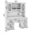 Lennox Desk with Hutch and Keyboard Tray in Linen White Oak - Engineered Wood
