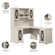 Bush Lennox Engineered Wood L-Shaped Desk with Hutch in Linen White Oak