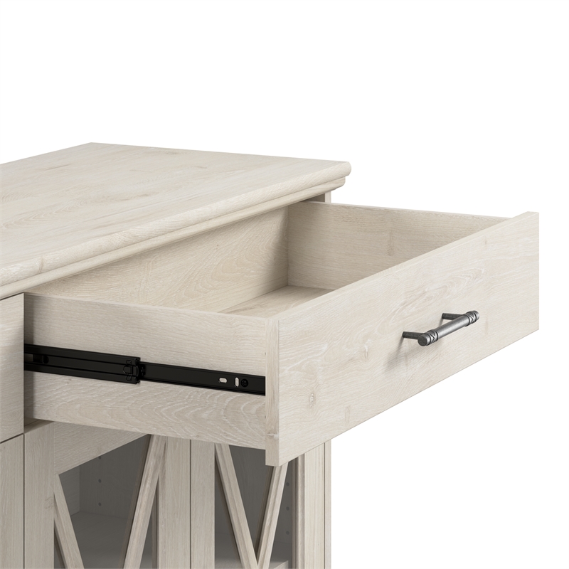 Bush Lennox Engineered Wood Sideboard Buffet Cabinet in Linen White Oak