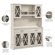 Bush Lennox Engineered Wood Sideboard Buffet Cabinet in Linen White Oak