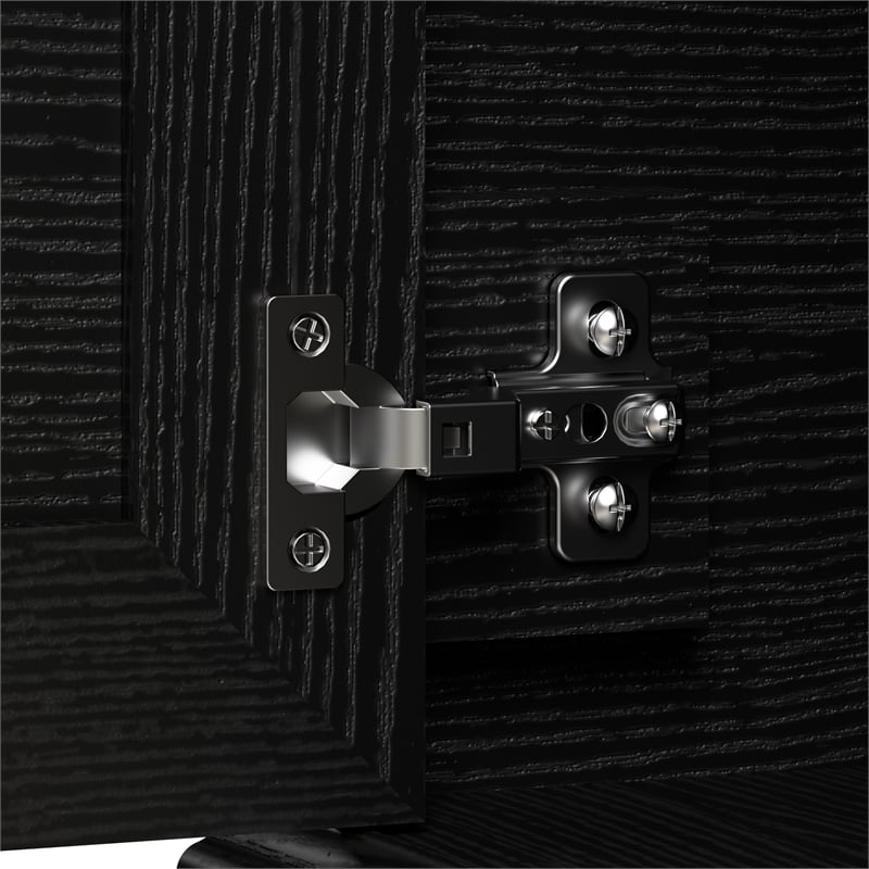 Woodland 40W Hall Tree and Shoe Bench with Doors in Black Oak - Engineered Wood