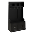 Woodland 40W Hall Tree and Shoe Bench with Doors in Black Oak - Engineered Wood