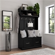 Woodland 40W Hall Tree and Shoe Bench with Doors in Black Oak - Engineered Wood