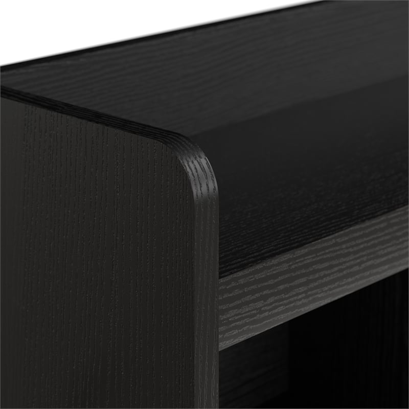 Woodland 40W Hall Tree and Shoe Bench w/ Shelves in Black Oak - Engineered Wood