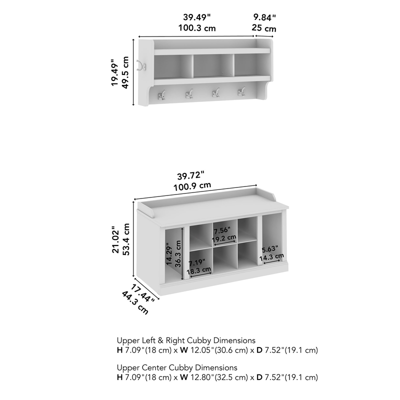 Woodland 40W Shoe Bench w/ Shelves and Coat Rack in Black Oak - Engineered Wood