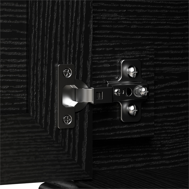 Woodland 40W Entryway Bench with Doors in Black Suede Oak - Engineered Wood