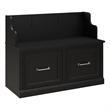 Woodland 40W Entryway Bench with Doors in Black Suede Oak - Engineered Wood