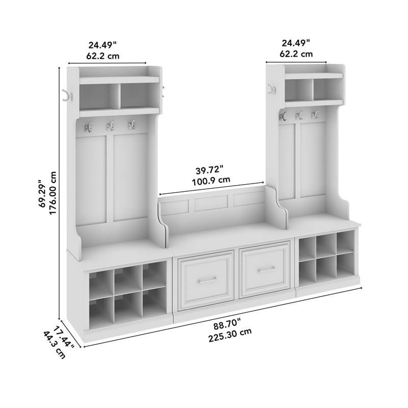 Woodland Entryway Storage Set with Doors in Black Suede Oak - Engineered Wood