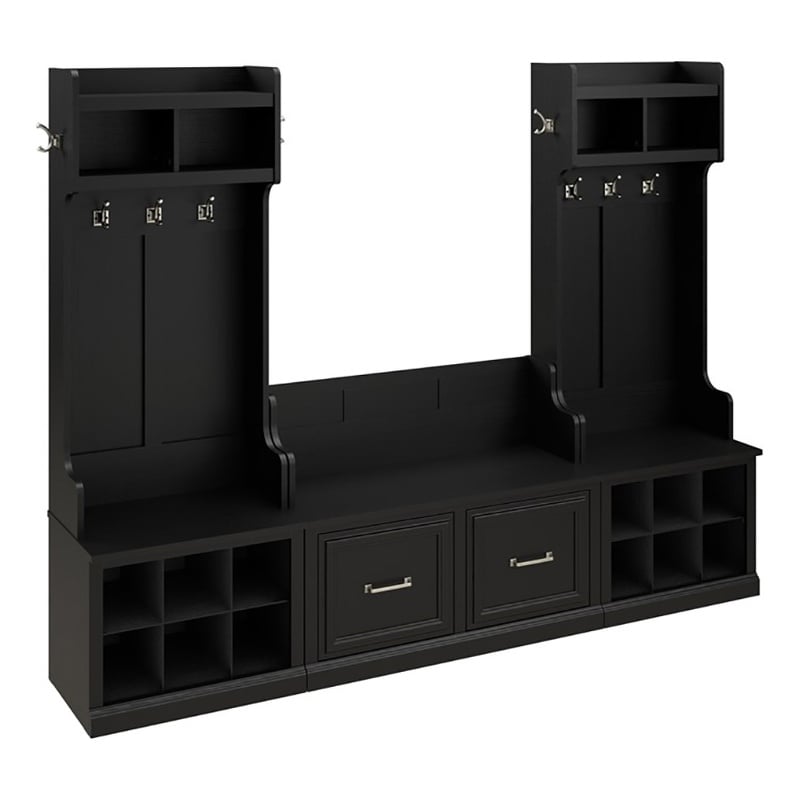 Woodland Entryway Storage Set with Doors in Black Suede Oak - Engineered Wood