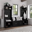 Woodland Entryway Storage Set with Doors in Black Suede Oak - Engineered Wood