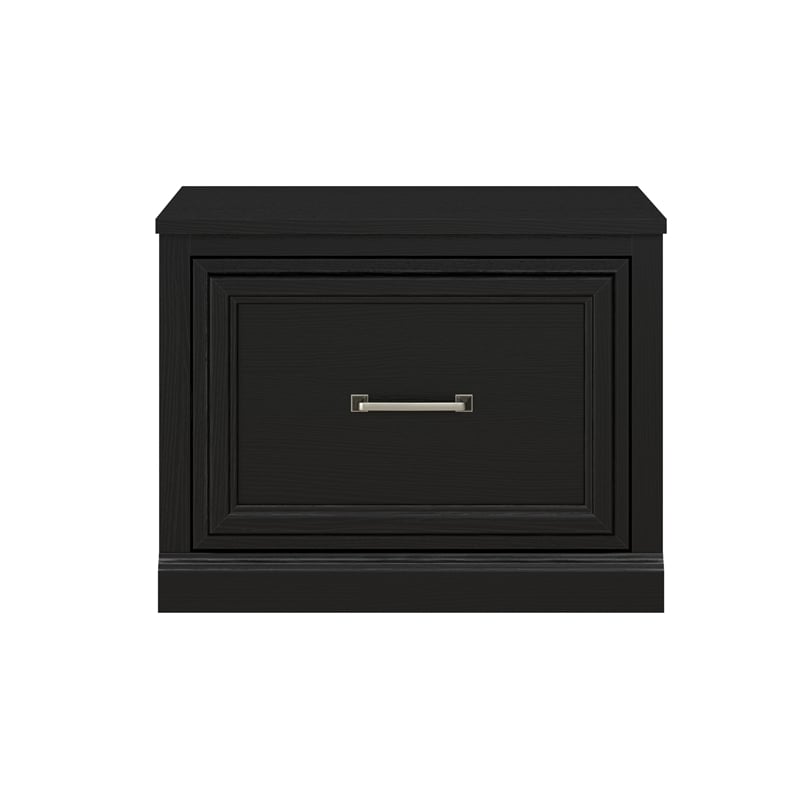 Woodland 24W Small Shoe Bench with Drawer in Black Suede Oak - Engineered Wood