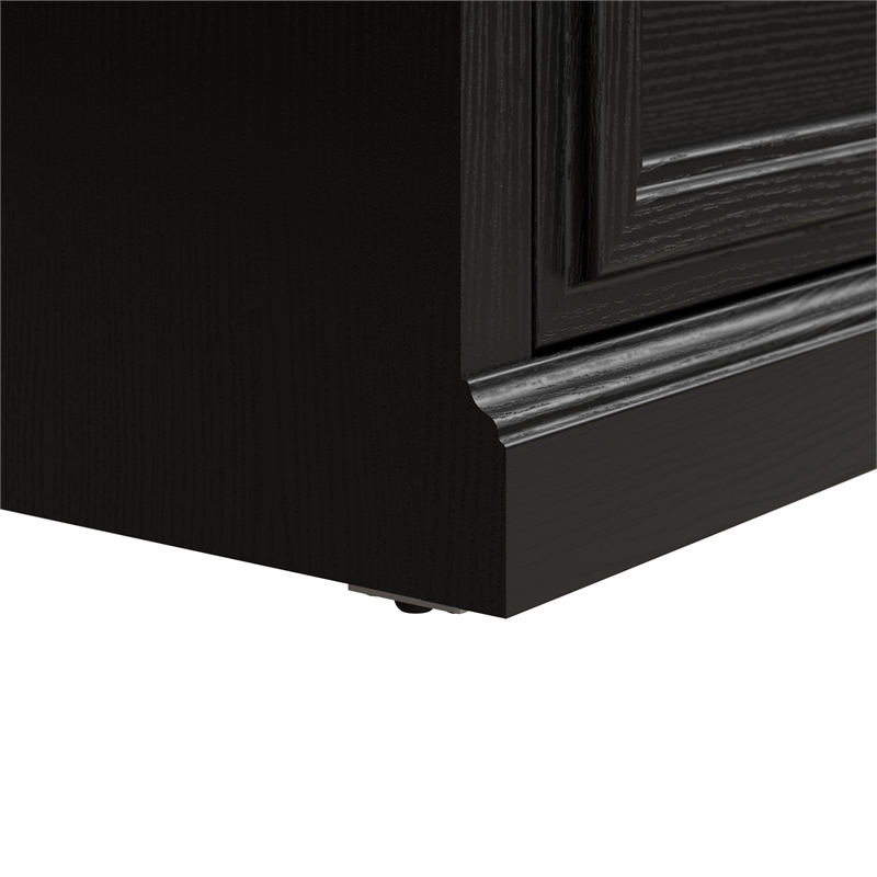 Woodland 24W Small Shoe Bench with Drawer in Black Suede Oak - Engineered Wood