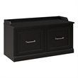 Woodland 40W Shoe Storage Bench with Doors in Black Suede Oak - Engineered Wood