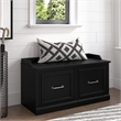 Woodland 40W Shoe Storage Bench with Doors in Black Suede Oak - Engineered Wood