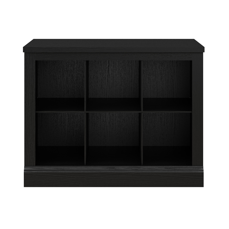 Woodland 24W Small Shoe Bench with Shelves in Black Suede Oak - Engineered Wood