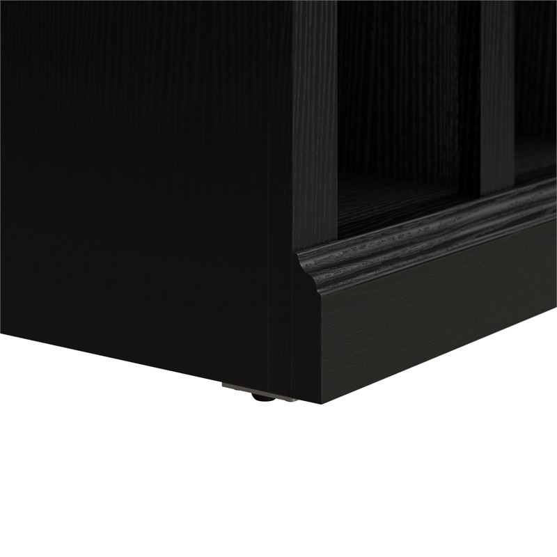 Woodland 24W Small Shoe Bench with Shelves in Black Suede Oak - Engineered Wood