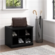 Woodland 24W Small Shoe Bench with Shelves in Black Suede Oak - Engineered Wood
