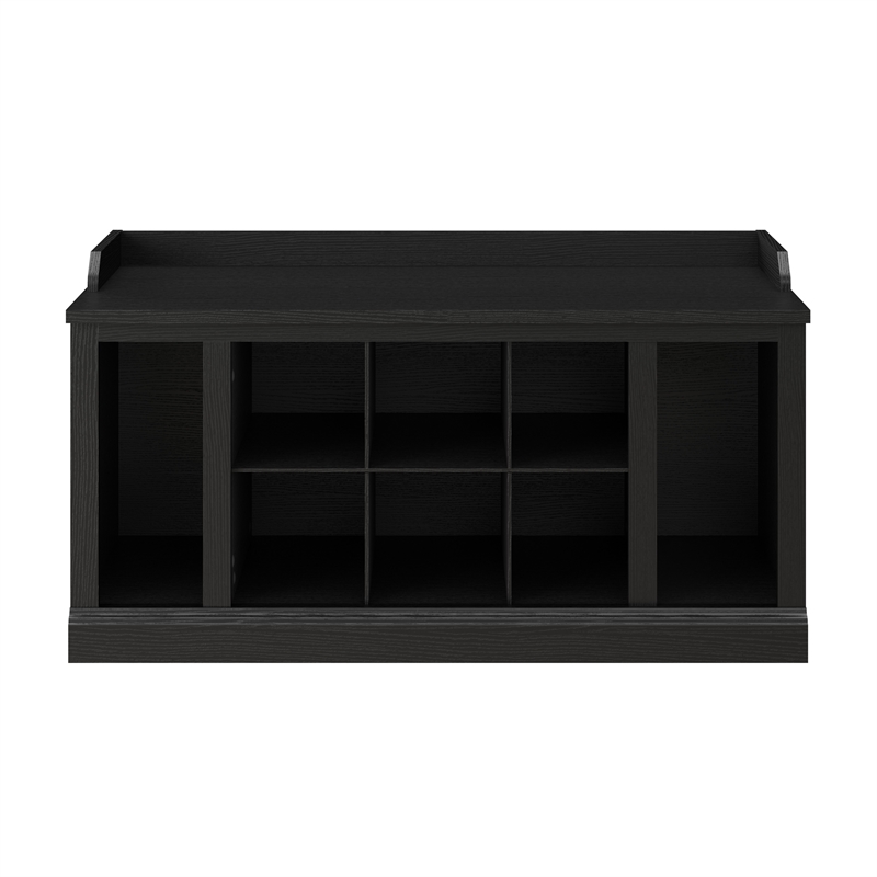 Woodland 40W Shoe Storage Bench with Shelves in Black Oak - Engineered Wood