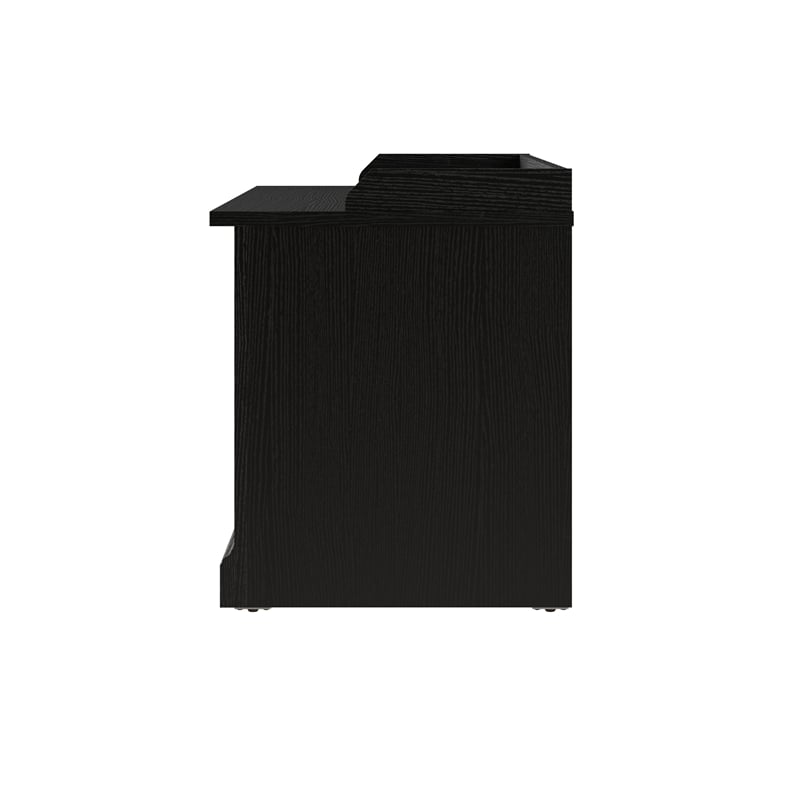 Woodland 40W Shoe Storage Bench with Shelves in Black Oak - Engineered Wood