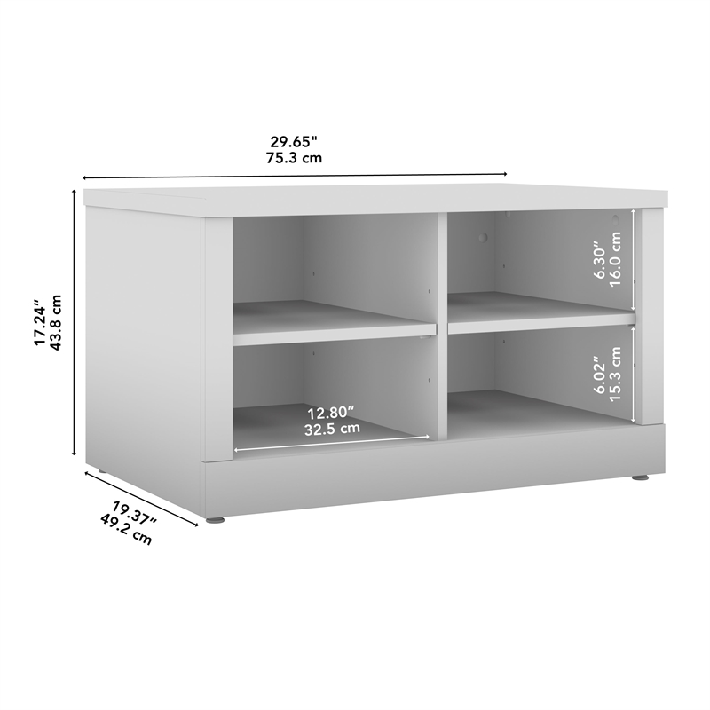 Hampton Heights 30W Shoe Bench in White - Engineered Wood