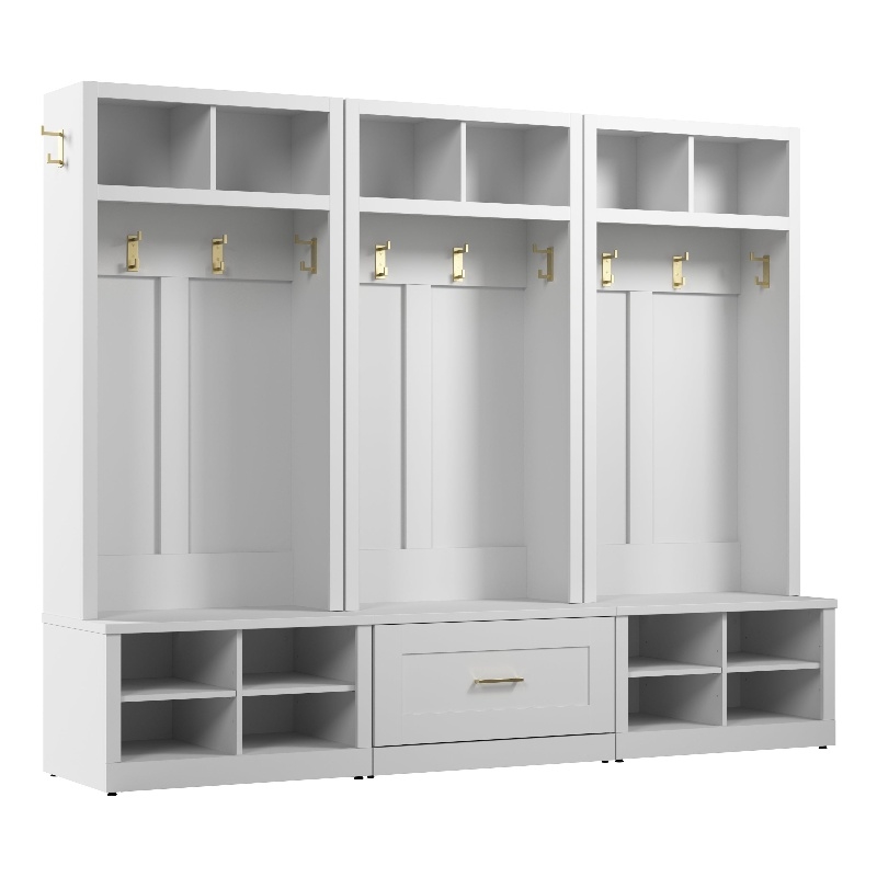 Hampton Heights Full Entryway Storage Set in White - Engineered Wood 