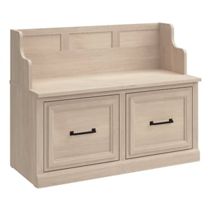 Woodland 40W Entryway Bench with Doors in White Washed Maple - Engineered Wood