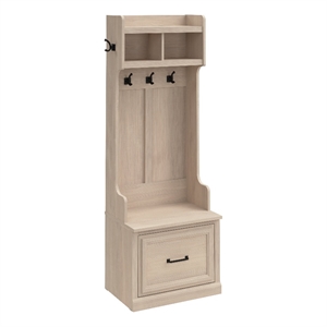 Woodland 24W Hall Tree & Shoe Bench w/ Drawer in White Maple - Engineered Wood