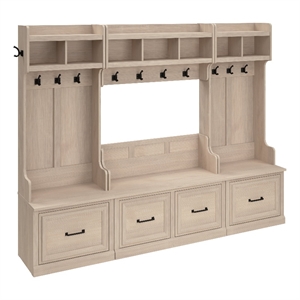 Woodland Full Entryway Storage Set in White Washed Maple - Engineered Wood