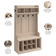 Woodland 40W Hall Tree & Shoe Bench w/ Shelves in White Maple - Engineered Wood
