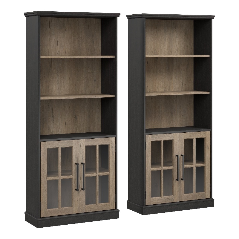 Westbrook 5 Shelf Bookcase Set with Glass Doors by Bush Furniture