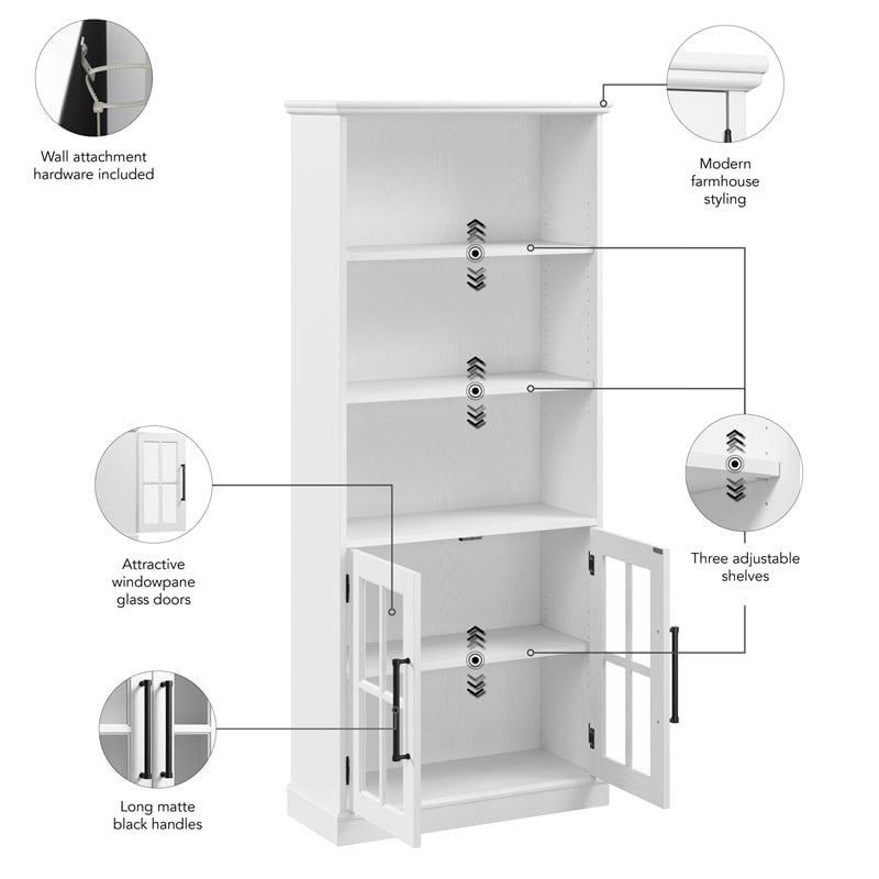 Bush Westbrook 5 Shelf Bookcase Set with Glass Doors by - Engineered Wood
