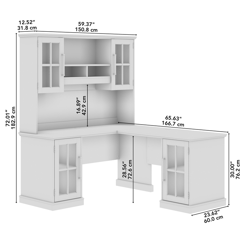 Bush Westbrook 60W L Shaped Desk with Hutch and Storage - Engineered Wood